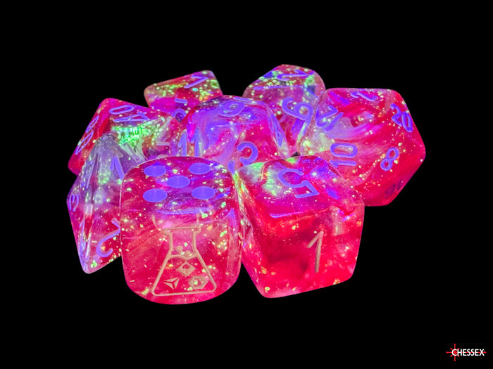 Chessex: 7-Die Set Lab Dice Borealis Luminary - Passion/White Dice & Gaming Accessories Chessex