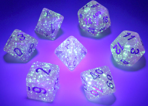Chessex: 7-Die Set Luminary Borealis - Pink/Silver Dice & Gaming Accessories Chessex