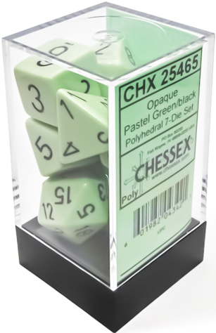 Chessex: Pastel Green/Black Opaque 7-Die Set Dice & Gaming Accessories Chessex