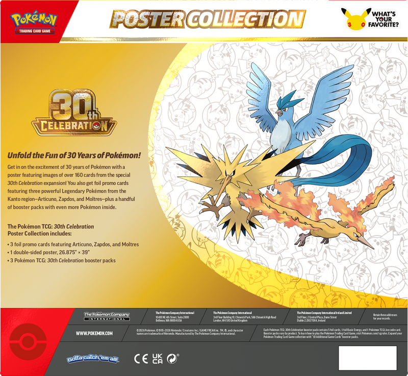Pokémon 30th Celebration - Poster Collection (Limit 1) Pokemon Sealed Pokémon