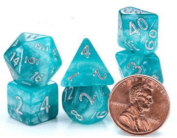 Mighty Tiny Dice: "Caribbean Tide" 7-Die Dice Set 12mm Dice & Gaming Accessories Gate Keeper Games