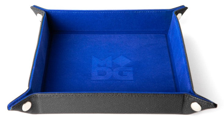 FanRoll: Fold Up Dice Tray - Blue Velvet w/PU Leather Dice & Gaming Accessories Metallic Dice Games