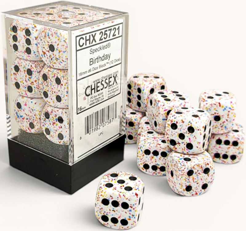 Chessex: 12Ct D6 Dice Set Speckled - Birthday (16mm)