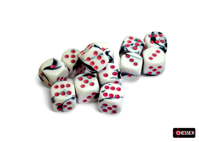Chessex: Black-White/pink Gemini 12Ct D6 Dice Set 16mm Dice & Gaming Accessories Chessex