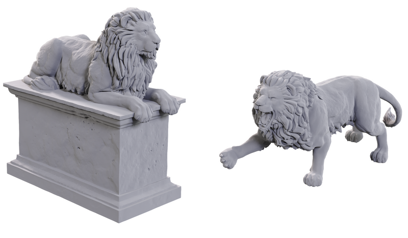WizKids Deep Cuts Unpainted Miniatures: W24 Stone Lion Unpainted Miniatures WizKids