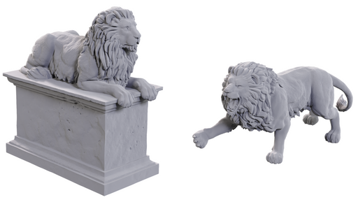 WizKids Deep Cuts Unpainted Miniatures: W24 Stone Lion Unpainted Miniatures WizKids