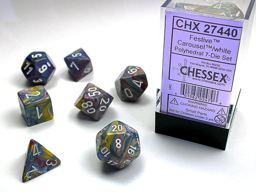 Chessex: 7-Die Set Festive - Carousel/White Dice & Gaming Accessories Chessex