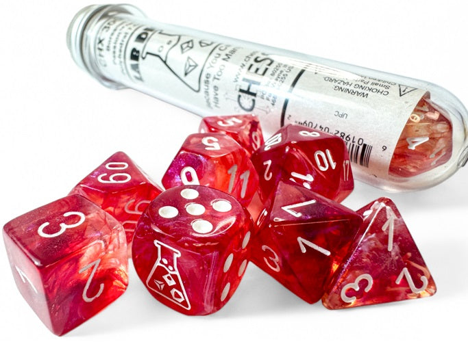 Chessex: 7-Die Set Lab Dice Borealis Luminary - Passion/White Dice & Gaming Accessories Chessex