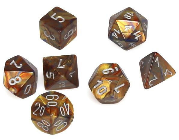 Chessex: Mini 7-Die Set Lustrous - Gold/Silver Dice & Gaming Accessories Chessex