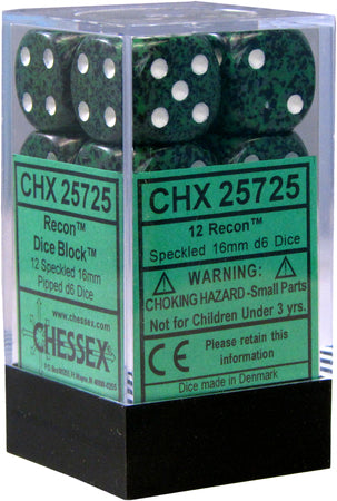 Chessex: 12Ct D6 Dice Set Speckled - Recon (16mm) Dice & Gaming Accessories Chessex