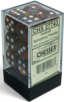 Chessex: 12Ct D6 Dice Set Festive - Symphony/White (16mm) Dice & Gaming Accessories Chessex