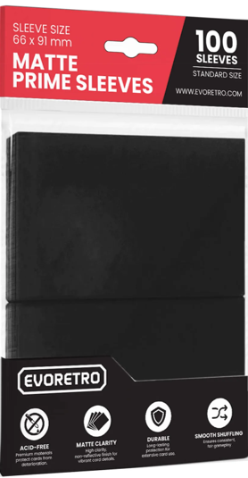 Evoretro: Matte Prime Standard Size Sleeves - Black 100Ct Card Sleeves Evoretro