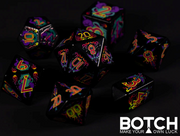 Botch Dice: 7-Die RPG Dice Set - "Infernal Might" Dice & Counters Botch Dice