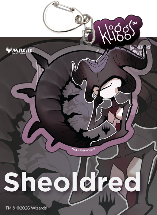 Gatherer's Tavern: Kliggs Acrylic Keychain - "Sheoldred, The Apocalypse" MTG Phyrexia Misc Gatherer's Tavern