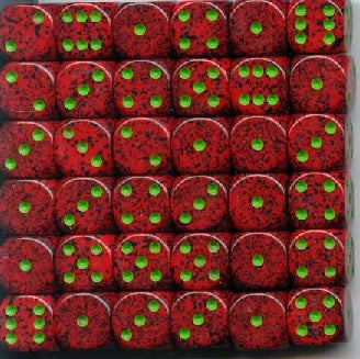 Chessex: Strawberry Speckled 36Ct D6 Dice Set 12mm Dice & Gaming Accessories Chessex