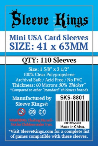 Sleeve Kings: Mini USA Sleeves 41mm x 63mm 110Ct Card Sleeves Sleeve Kings