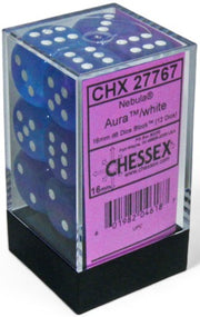 Chessex: 12Ct D6 Dice Set Luminary Nebula - Aura/white (16mm) Dice & Gaming Accessories Chessex