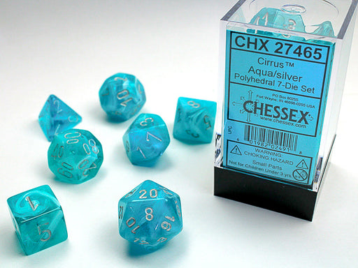Chessex: 7-Die Set Cirrus - Aqua/Silver Dice & Gaming Accessories Chessex