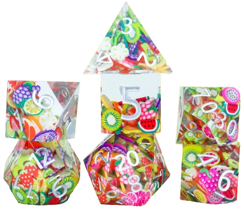 Sirius Dice: Sharp-Edged 7-Die Dice Set - Fruit Dice & Gaming Accessories Sirius Dice