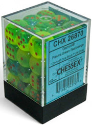 Chessex: 36Ct D6 Dice Set Luminary Gemini - Plasma Green-Teal/Orange (12mm) Dice & Gaming Accessories Chessex