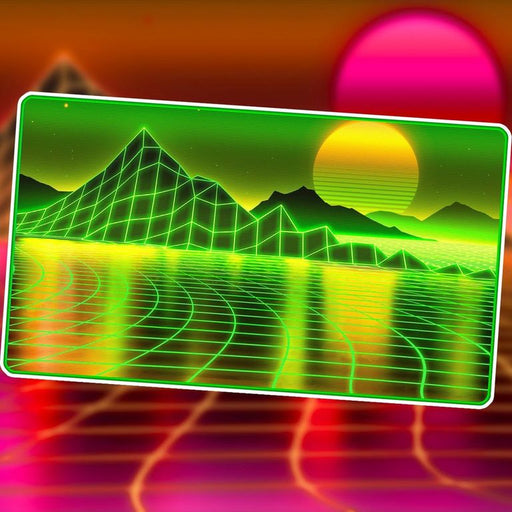 Infinite Black: Premium Stitched-Edge Playmat - "Retrowave Artifact" Playmats Infinite Black