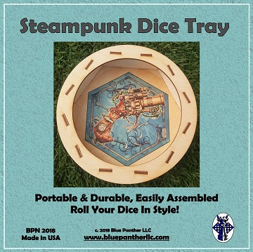 Blue Panther: Steampunk Wooden Dice Tray (Birch)