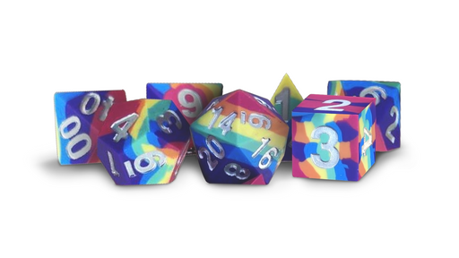 FanRoll: "Rainbow" Sharp Edge Silicone Rubber 7-Die RPG Set 16mm Dice & Gaming Accessories Metallic Dice Games