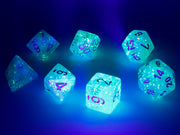 Chessex: 7-Die Set Luminary - Sky/Silver Dice & Gaming Accessories Chessex