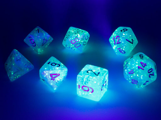 Chessex: 7-Die Set Luminary - Sky/Silver Dice & Gaming Accessories Chessex