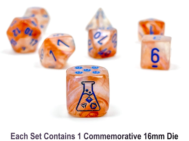 Chessex: Lab Dice 7-Die Set Borealis Rose Gold/Light Blue Luminary Dice & Gaming Accessories Chessex
