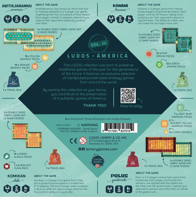 Ludos: Ancient Games America Collection - Set of 4 Games Board Games Lemery Games