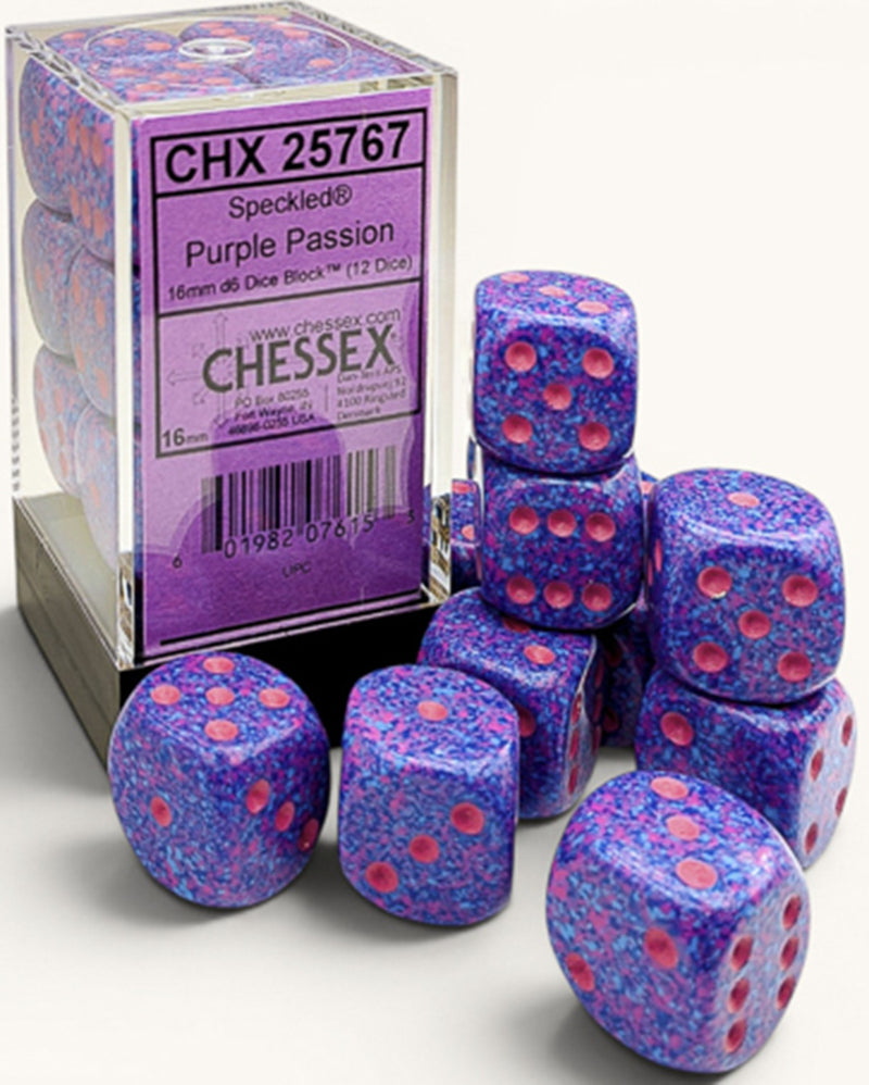Chessex: 12Ct D6 Dice Set Speckled - Purple Passion (16mm)