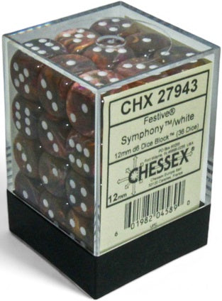 Chessex: 36Ct D6 Dice Set Festive - Symphony/White (12mm) Dice & Gaming Accessories Chessex