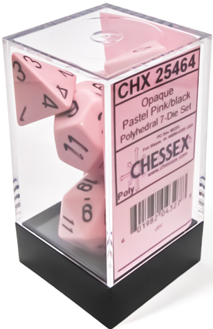 Chessex: 7-Die Set Opaque Pastel - Pink/Black Dice & Gaming Accessories Chessex