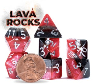 Mighty Tiny Dice: "Lava Rocks" 7-Die Dice Set 12mm Dice & Gaming Accessories Gate Keeper Games