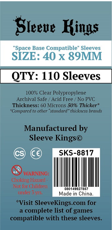 Sleeve Kings: "Space Base Compatible" Sleeves 40mm x 89mm 110Ct Card Sleeves Sleeve Kings