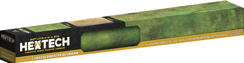Battlefield in a Box: Hextech Game Mat v1 Double-Sided - Grasslands/Arid/Urban (36x22) Gaming Mat Gale Force Nine