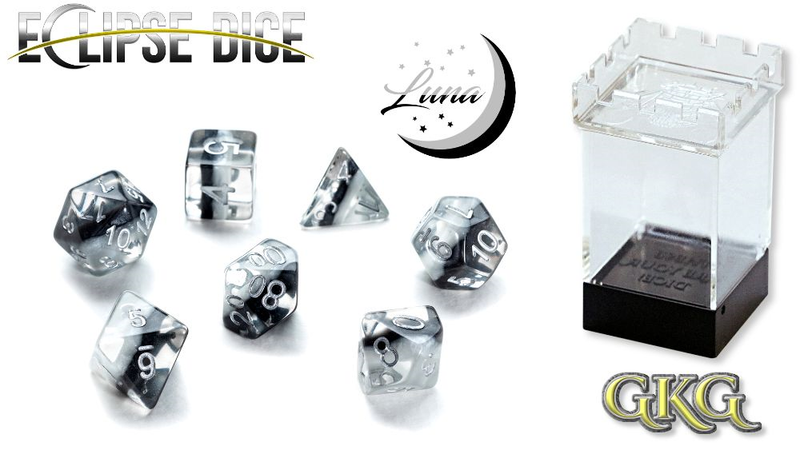 Gate Keeper Games: "Luna” Eclipse Dice 7-Die Set Dice & Gaming Accessories Gate Keeper Games