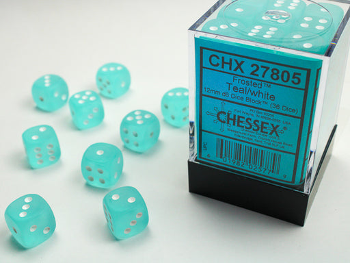 Chessex: 36Ct D6 Dice Set Frosted - Teal/White (12mm) Dice & Gaming Accessories Chessex