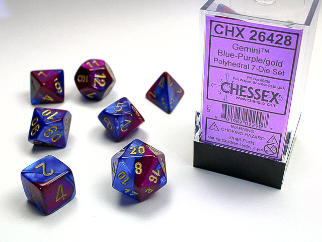 Chessex: 7-Die Set Gemini - Blue Purple/Gold Dice & Gaming Accessories Chessex