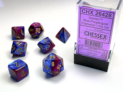 Chessex: 7-Die Set Gemini - Blue Purple/Gold Dice & Gaming Accessories Chessex