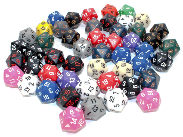 Chessex Bulk Dice Set: Assorted Opaque D20 Bag (50) Dice & Gaming Accessories Chessex