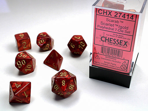 Chessex: 7-Die Set Scarab - Scarlet/Gold Dice & Gaming Accessories Chessex