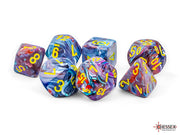 Chessex: Mega-Hedral 7 Die Dice Set Festive - Mosaic/Yellow (20mm) Dice & Gaming Accessories Chessex