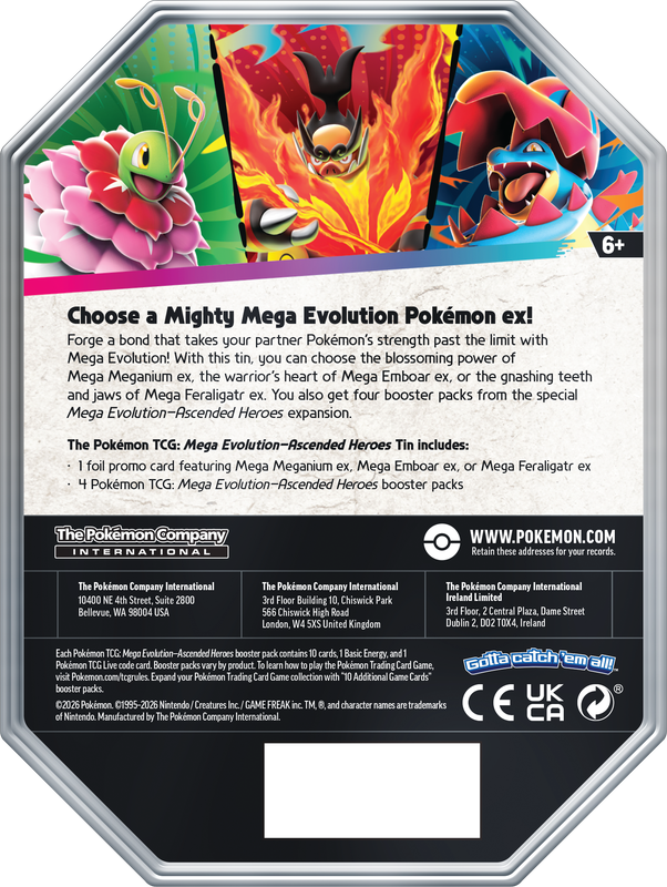 Pokémon Mega Evolution: Ascended Heroes - Tin (Mega Meganium ex) (Limit 1) (Release Date: August 28) Pokemon Sealed Pokémon