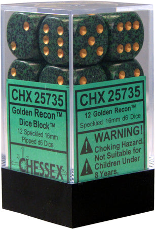 Chessex: 12Ct D6 Dice Set Speckled - Golden Recon (16mm) Dice & Gaming Accessories Chessex
