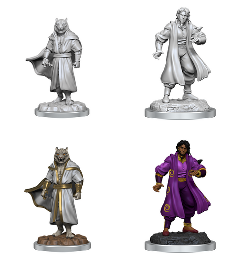Critical Role Unpainted Miniatures: W3 Male Human Sorcerer Merchant & Tiger Demon Unpainted Miniatures WizKids
