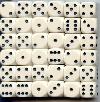 Chessex: White/Black Opaque 36Ct D6 Dice Set 12mm Dice & Gaming Accessories Chessex