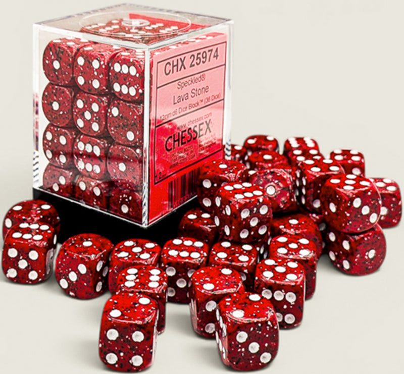 Chessex: 36Ct D6 Dice Set Speckled - Lava Stone (12mm)