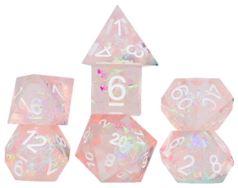Sirius Dice: Sharp-Edged 7-Die Dice Set - Pink Fairy Dice & Gaming Accessories Sirius Dice